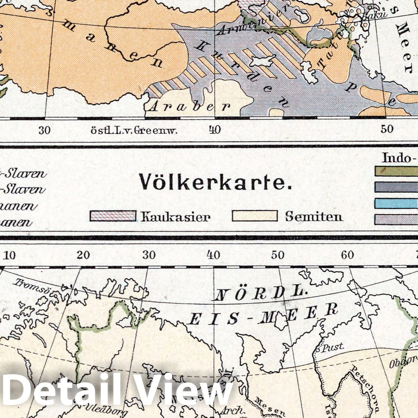 Russia: Population Density and Waterways, 1896 - Historical Map Print