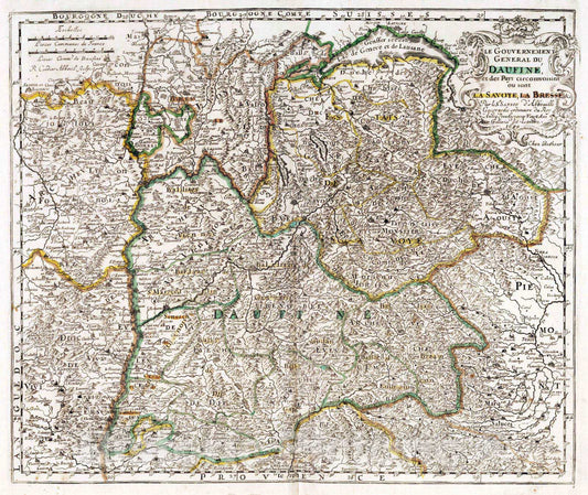 Historic Map : France, 1699 Daufine, France. , Vintage Wall Art