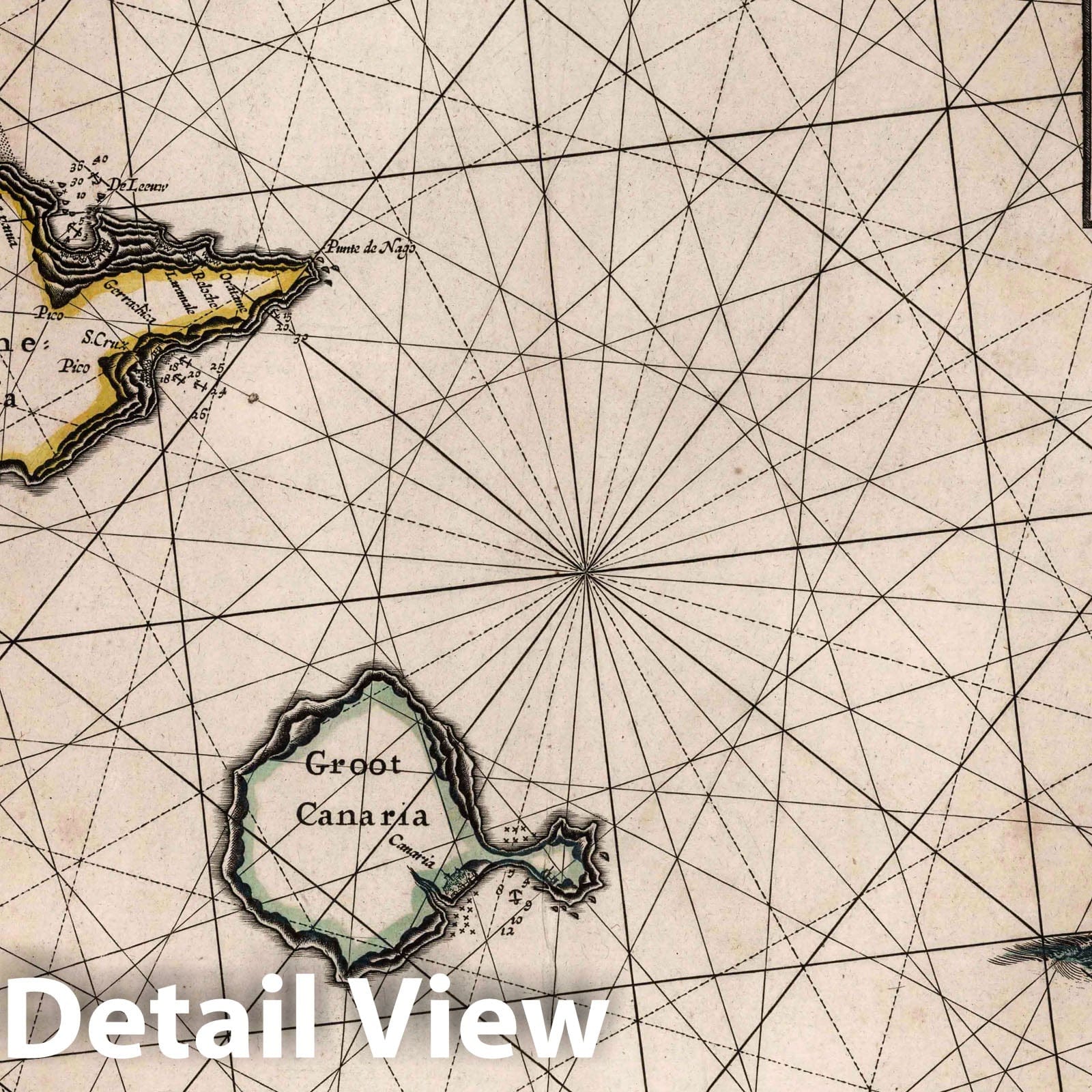 Canary Islands Nautical Chart, 1667 - Historical Map Reproduction