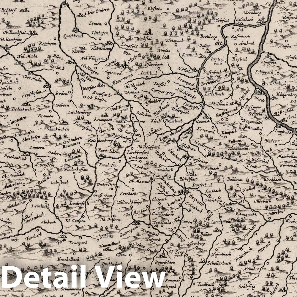Historic Map : Darmstadt , Germany 1630 Erpach Comitatus. , Vintage Wall Art