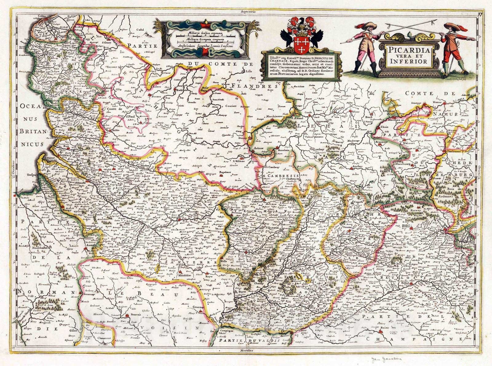 Historic Map : Picardie , France 1682 Picardia vera et Inferior. , Vintage Wall Art