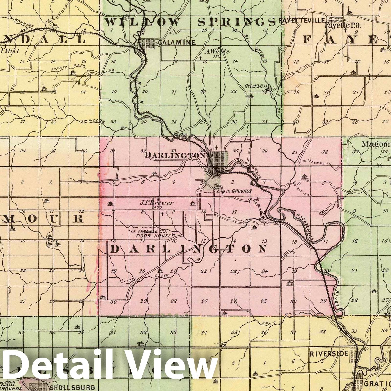 Lafayette County, Wisconsin - Geologic Map, 1878 - Historical Map Print