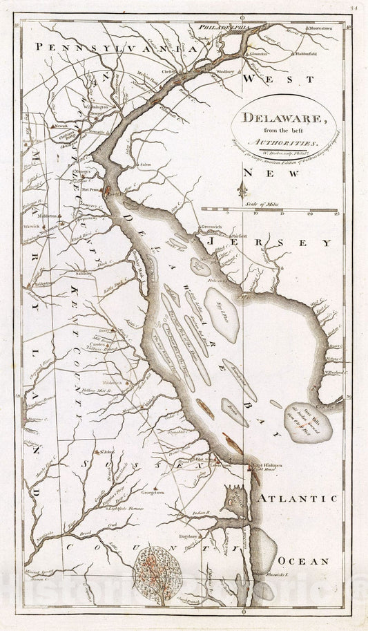 Historic Wall Map : 1811 Delaware. - Vintage Wall Art