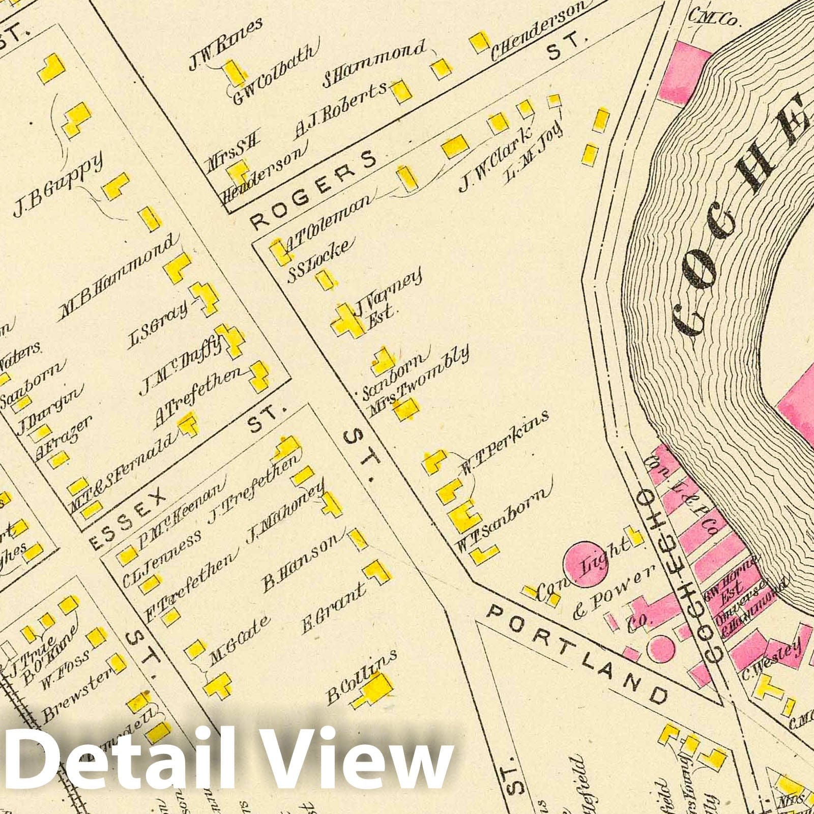 Dover, New Hampshire - Railroad Map, 1892 - Historical Map Print