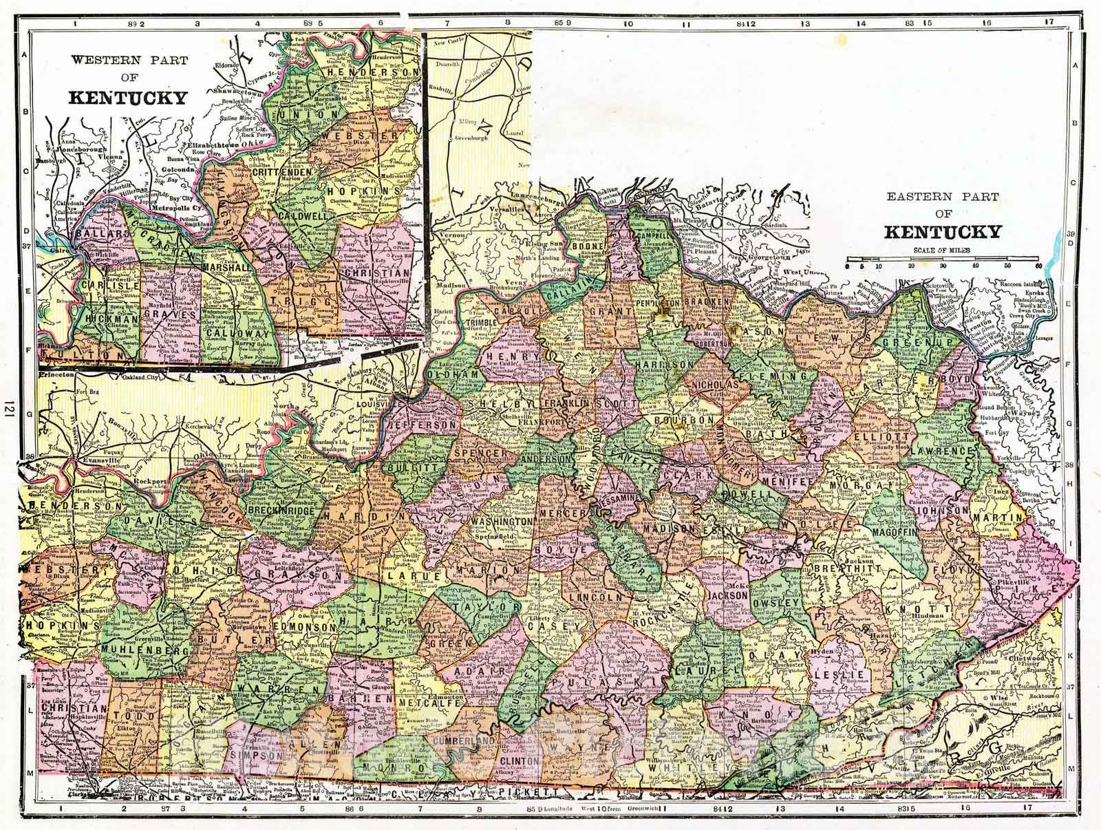 Historic Map : 1909 Kentucky : Vintage Wall Art