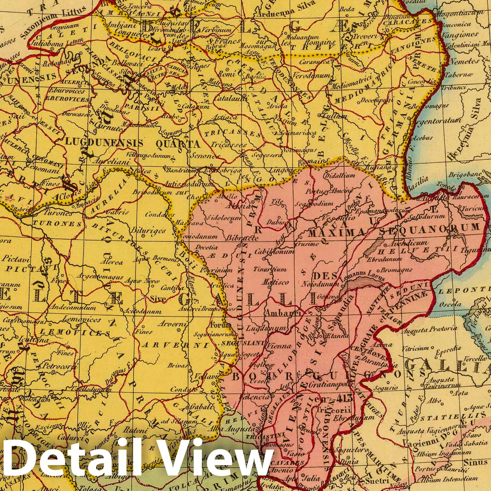 Gaul - Classical Map, 1837 - Historical Map Print