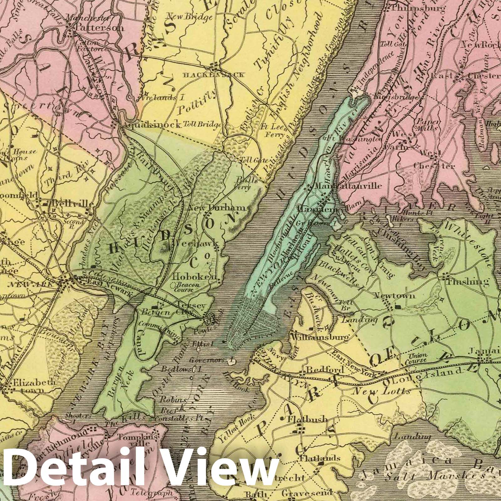 New York City Area - Railroad Map, 1848 - Historical Map Print