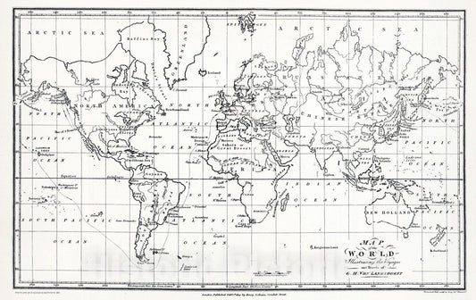 Historic Map : 1814 Langsdorff's Map of the World. - Vintage Wall Art