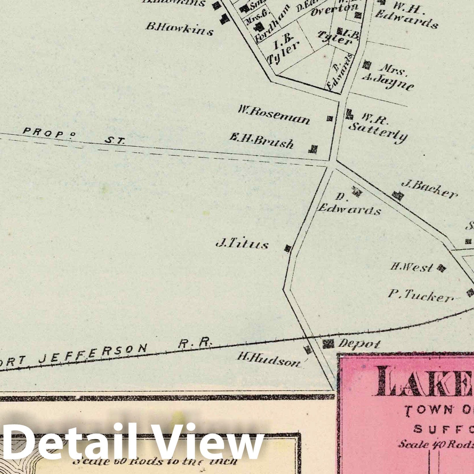 Setauket, East Setauket, and Mount Sinai, Long Island - Property Map, 1873