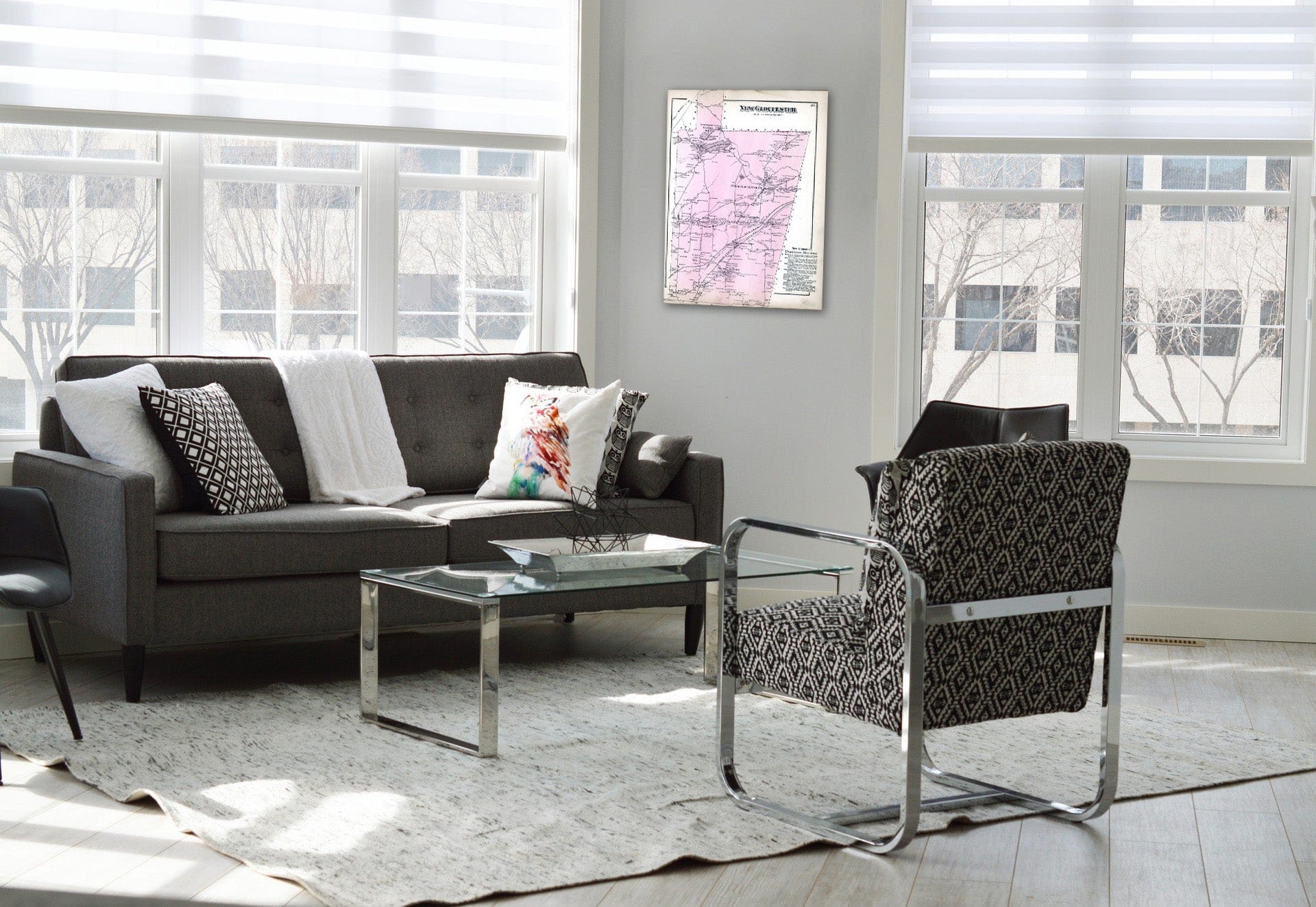 Historic Map : 1871 New Gloucester, Cumberland County, Maine. - Vintage Wall Art