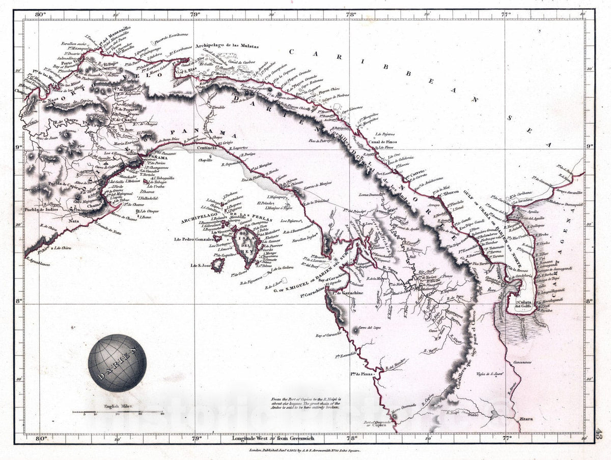 Historic Map : 1825 Darien - Vintage Wall Art