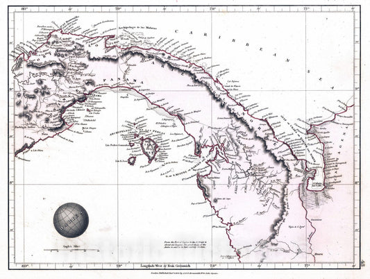 Historic Map : 1825 Darien - Vintage Wall Art