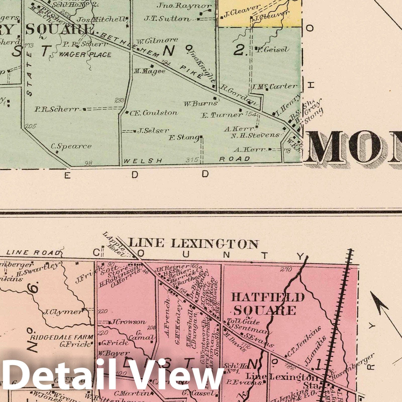Montgomery and Hatfield, Montgomery County, Pennsylvania - Property Map, 1871