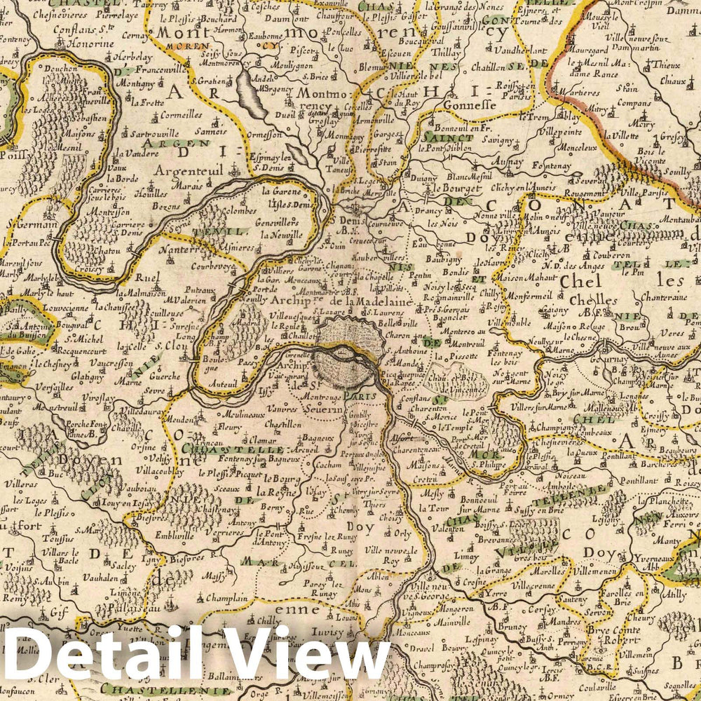Historic Map : Paris , France, 1704 Paris. , Vintage Wall Art