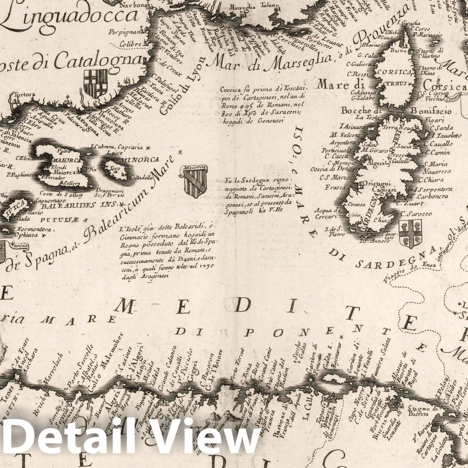 Mediterranean Sea, Western Sheet - Historical Map Print, 1693