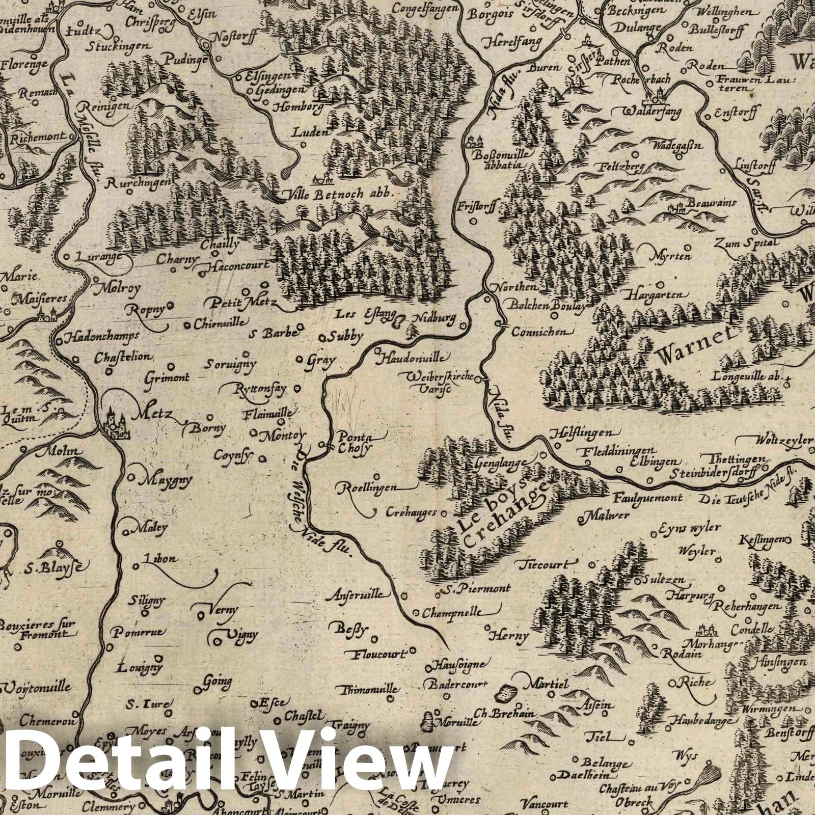 Lorraine, Northern Section, 1632 Historical Map Print