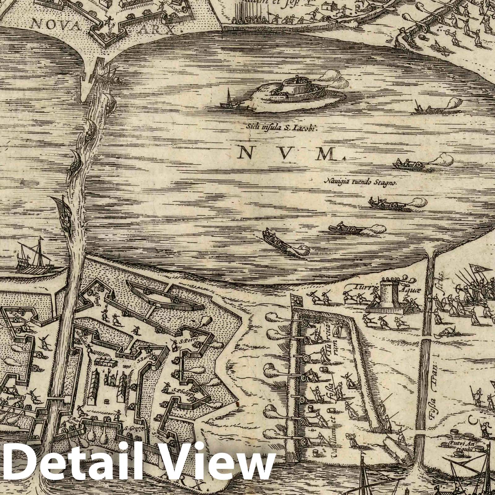 Tunis, Tunisia - River Map, 1575 - Historical Map Print