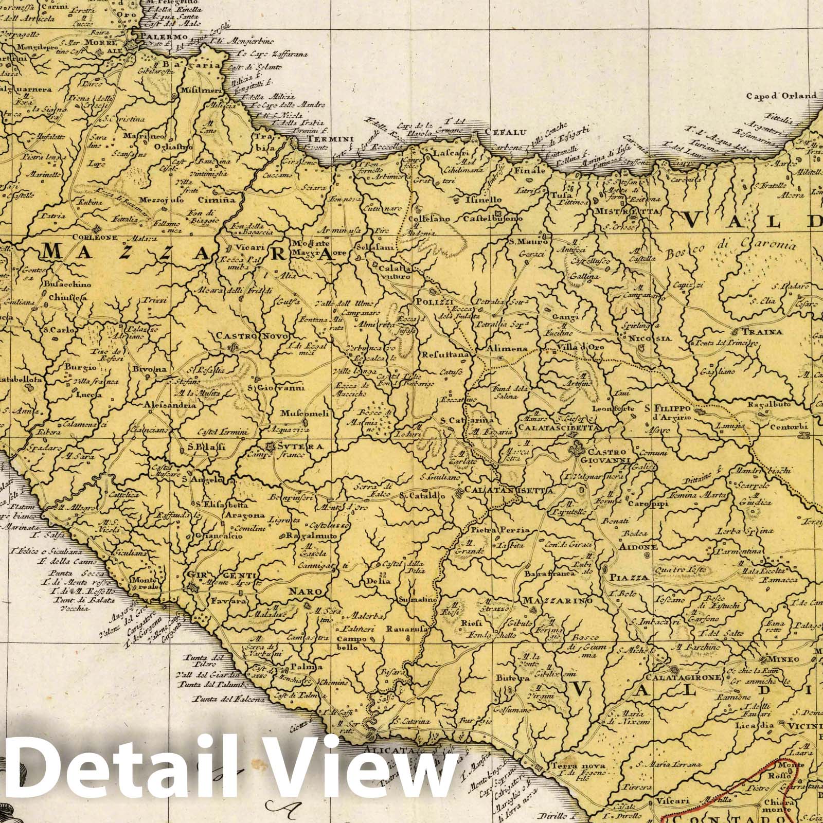 Sicily, Italy 1747 Historical Map Print - Hand-Colored Reproduction