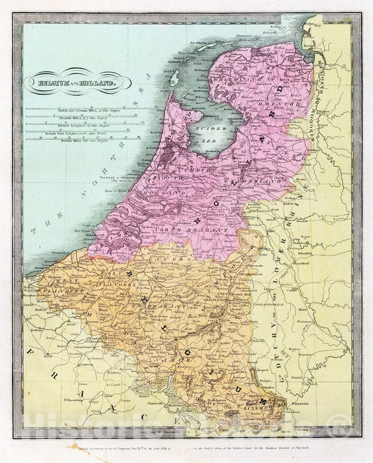 Historic Map : 1835 Belgium And Holland. - Vintage Wall Art