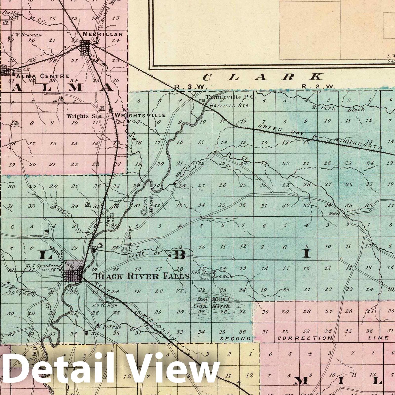 Jackson County and Friendship, Wisconsin - 1878 Historical Map Print