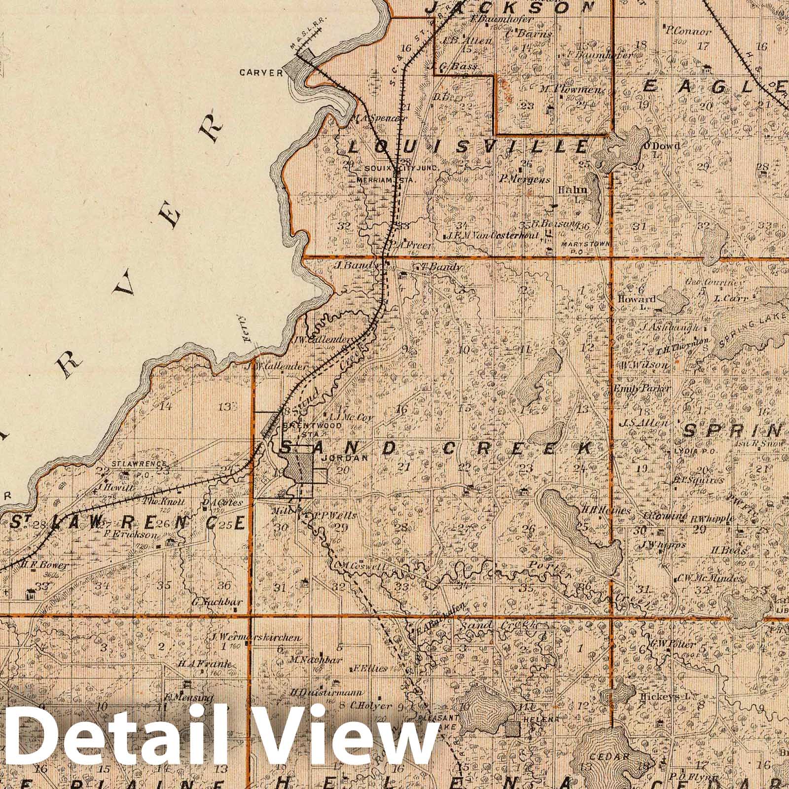 Historic Map : 1874 Map of Scott County, Minn. - Vintage Wall Art