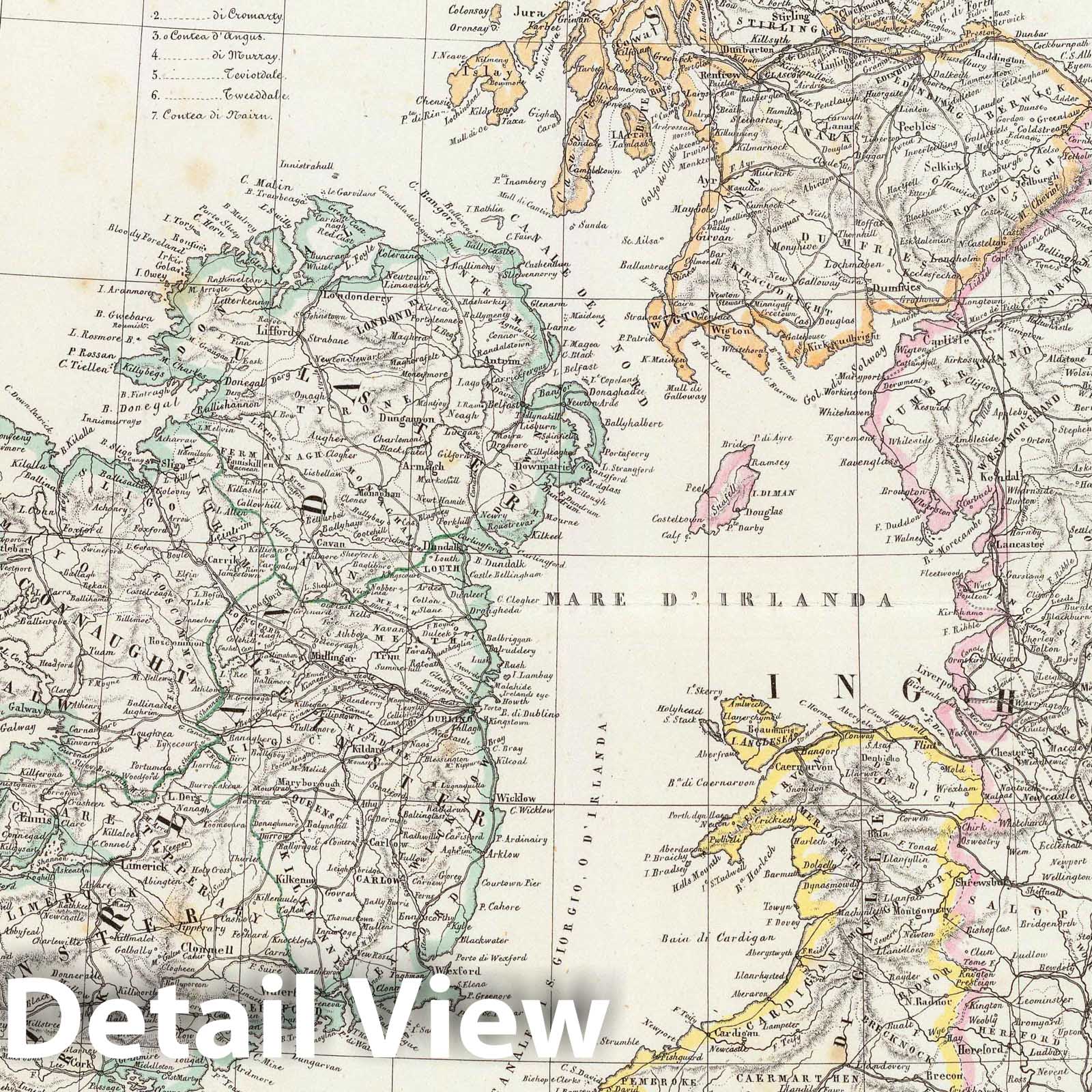 United Kingdom of Great Britain and Ireland, 1845 - Historical Map Print