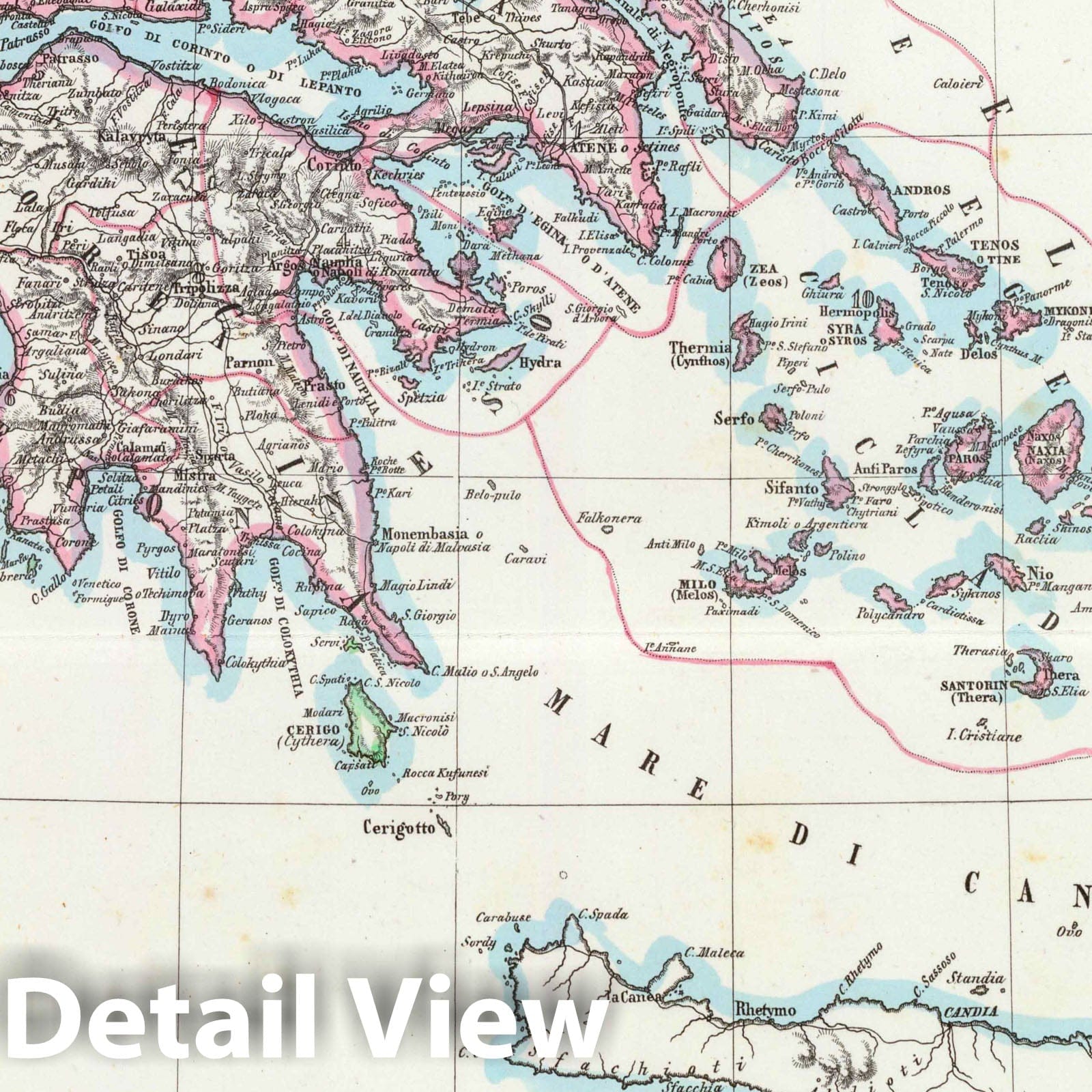 Greece and the Ionian Islands, 1846 - Historical Map Print