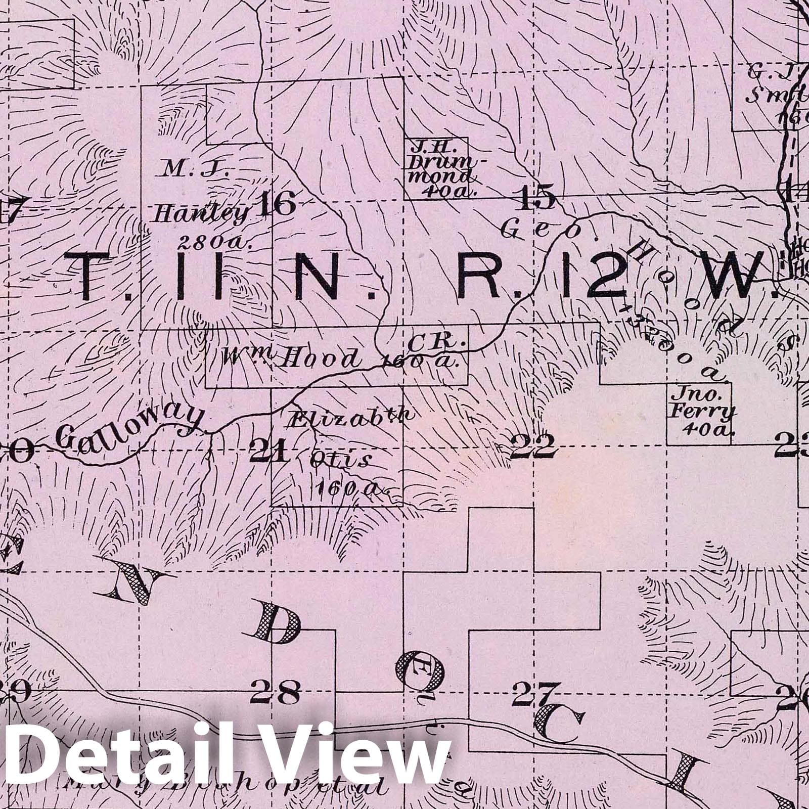 Sonoma County, California - T. 11 N., R. 12 W, 1898 - Historical Cadastral Map Print