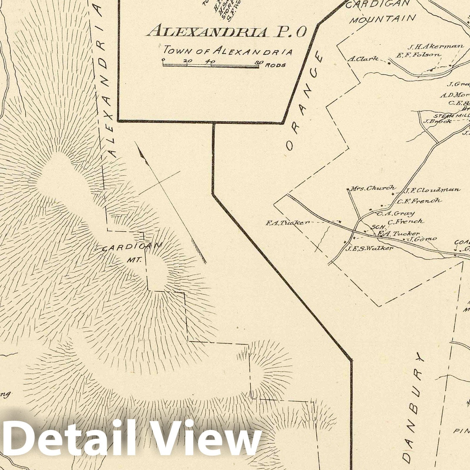 Orange and Alexandria, Grafton County, New Hampshire - Railroad Map, 1892