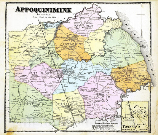 Historic Map : 1868 Appoquinimink. - Vintage Wall Art