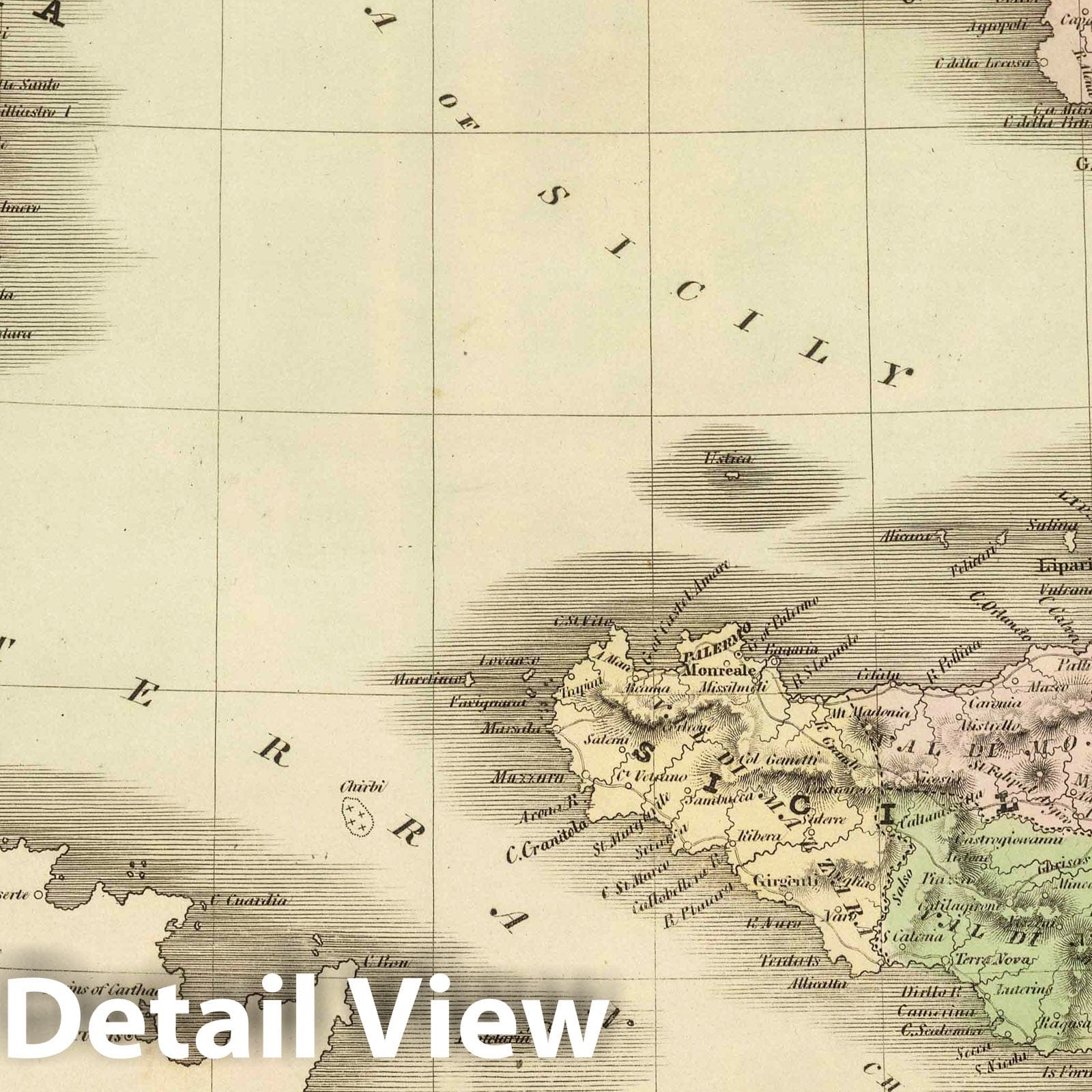 Southern Italy - Railroad Map, 1848 - Historical Map Print