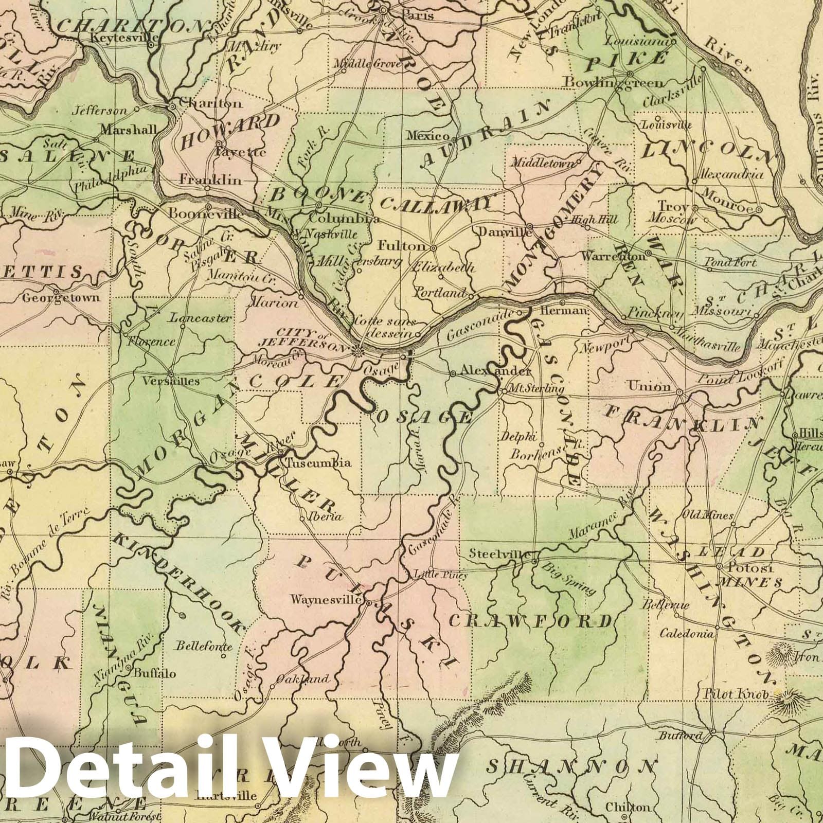 Missouri - Railroad Map, 1848 - Historical Map Print