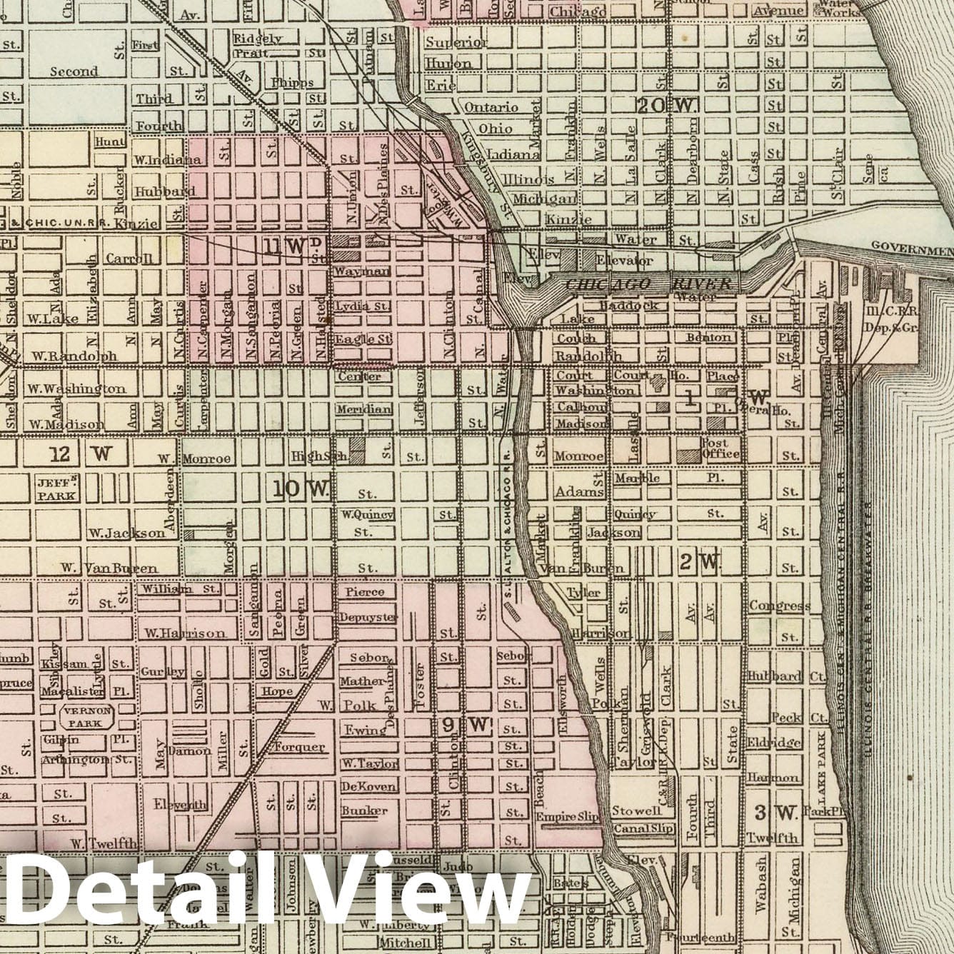 Chicago, Illinois - Railroad Map, 1885 - Historical Map Print