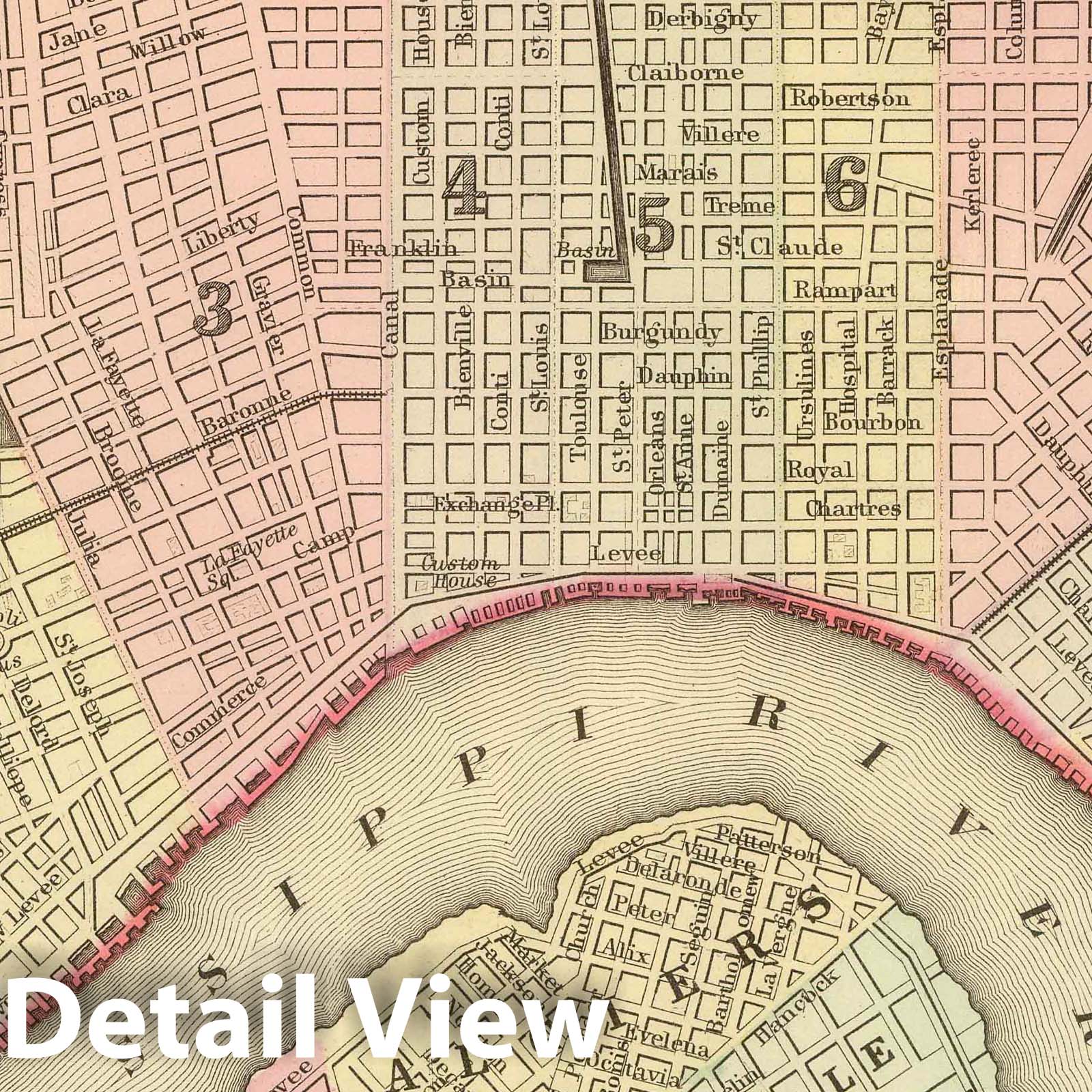 New Orleans, Louisiana 1886 Historical Map Print