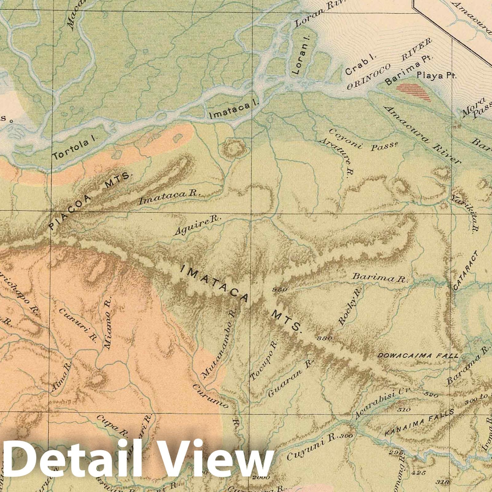 Orinoco-Essequibo Region: Venezuela and British Guiana - Route Map, 1897
