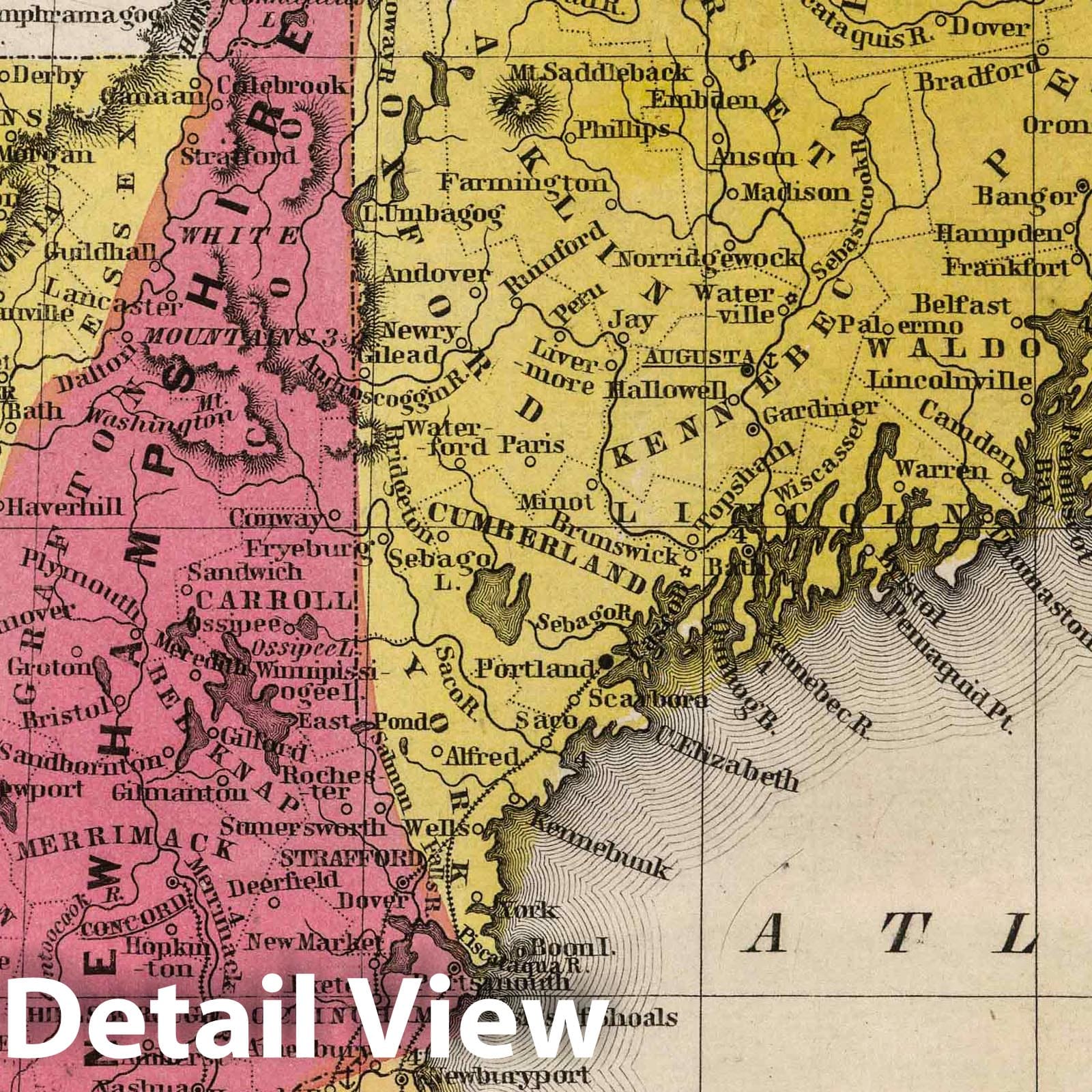 Northeastern United States - Railroad Map, 1845 - Historical Map Print