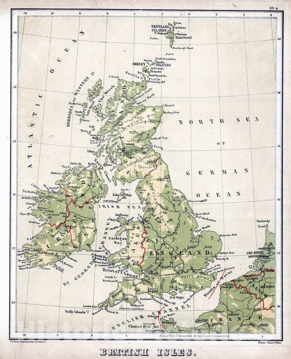 Historic Map : 1880 British Isles. v2 - Vintage Wall Art