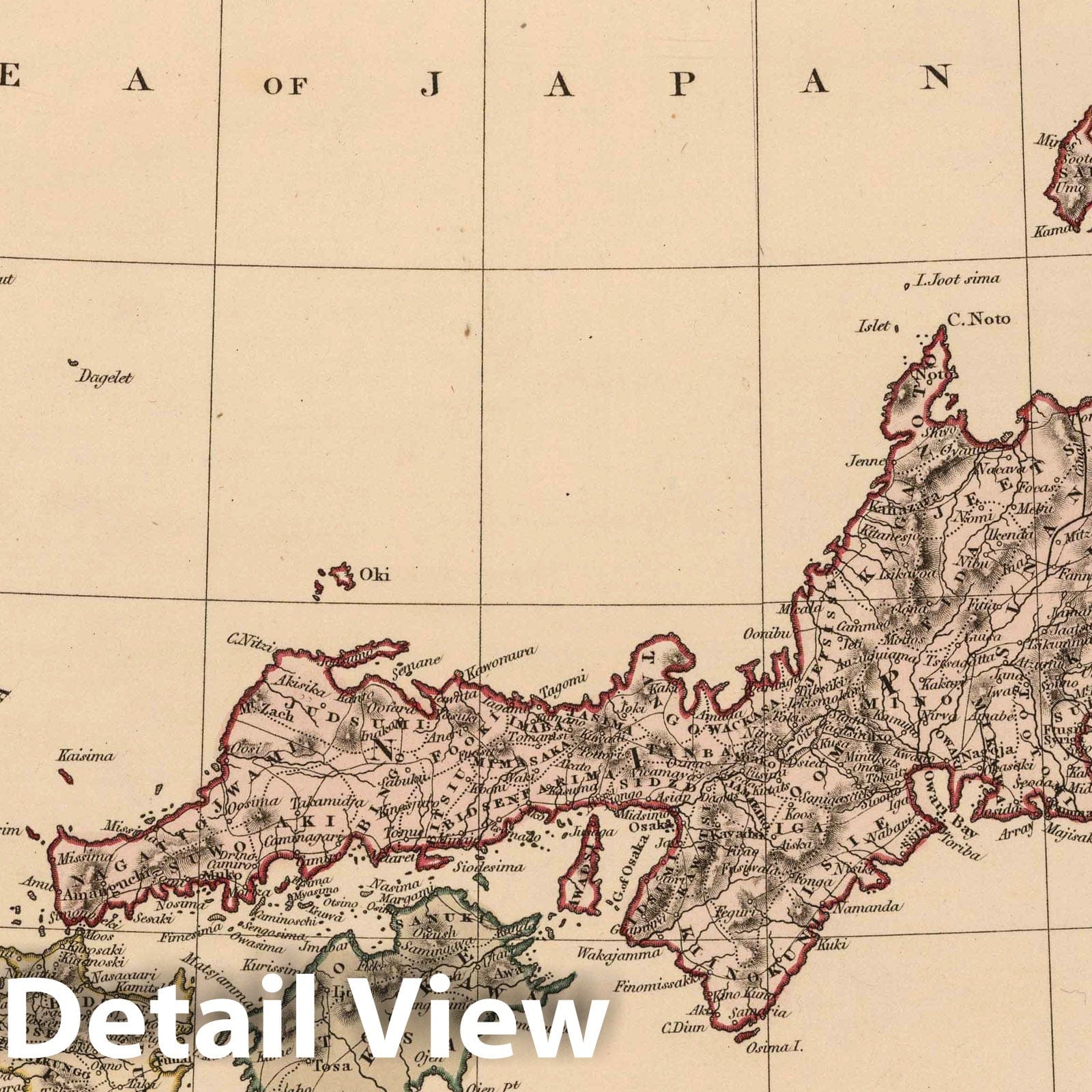 Japan - Road Map, 1825 - Historical Map Print