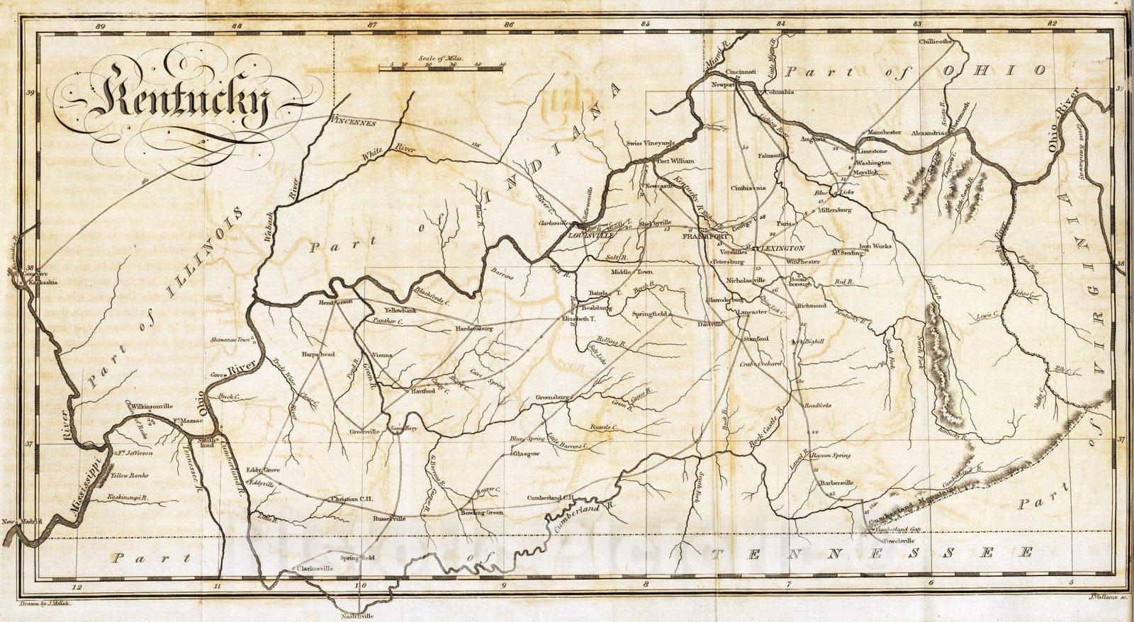 Historic Map : Exploration Book - 1812 Kentucky. - Vintage Wall Art