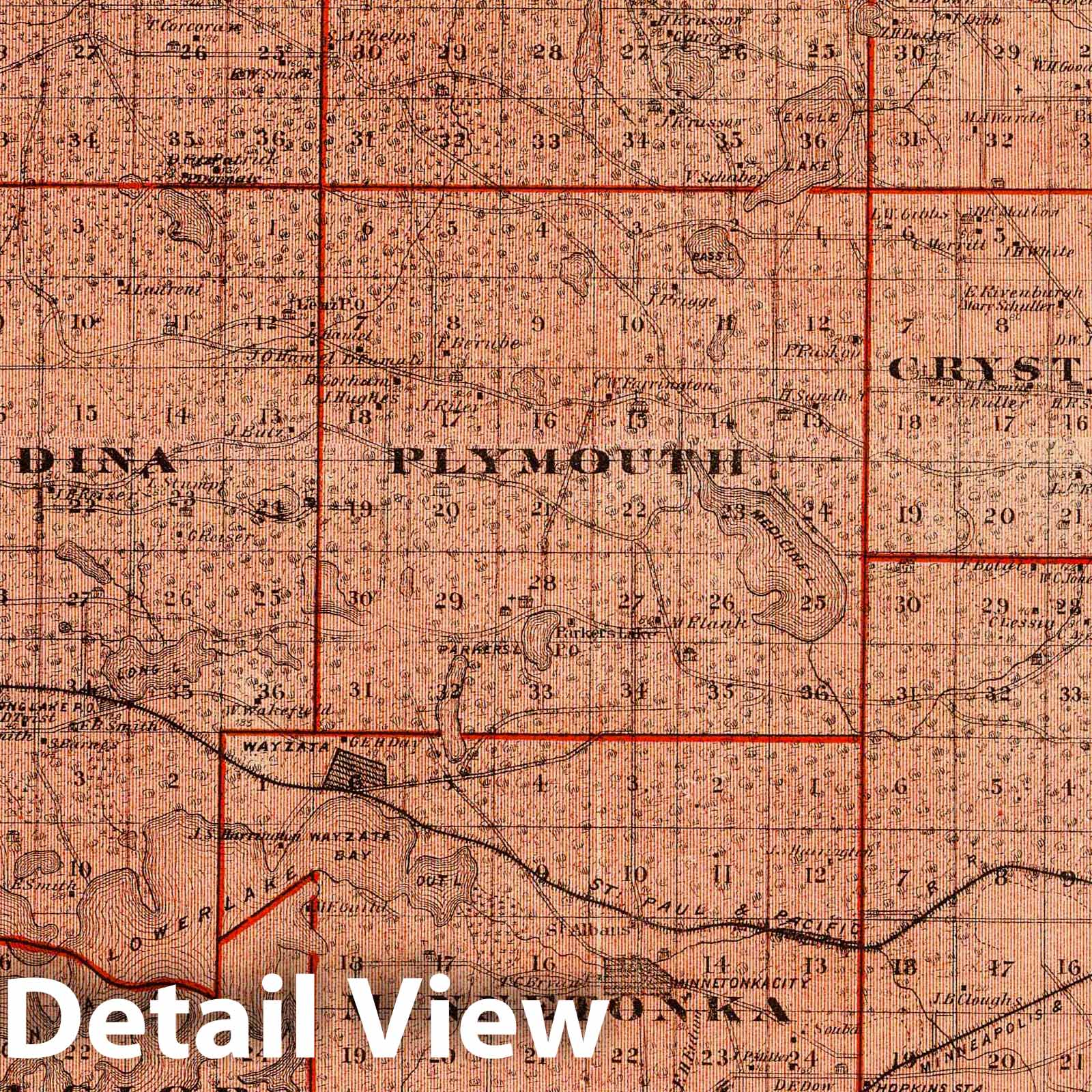 Hennepin County, Minnesota 1874 Historical Map Print