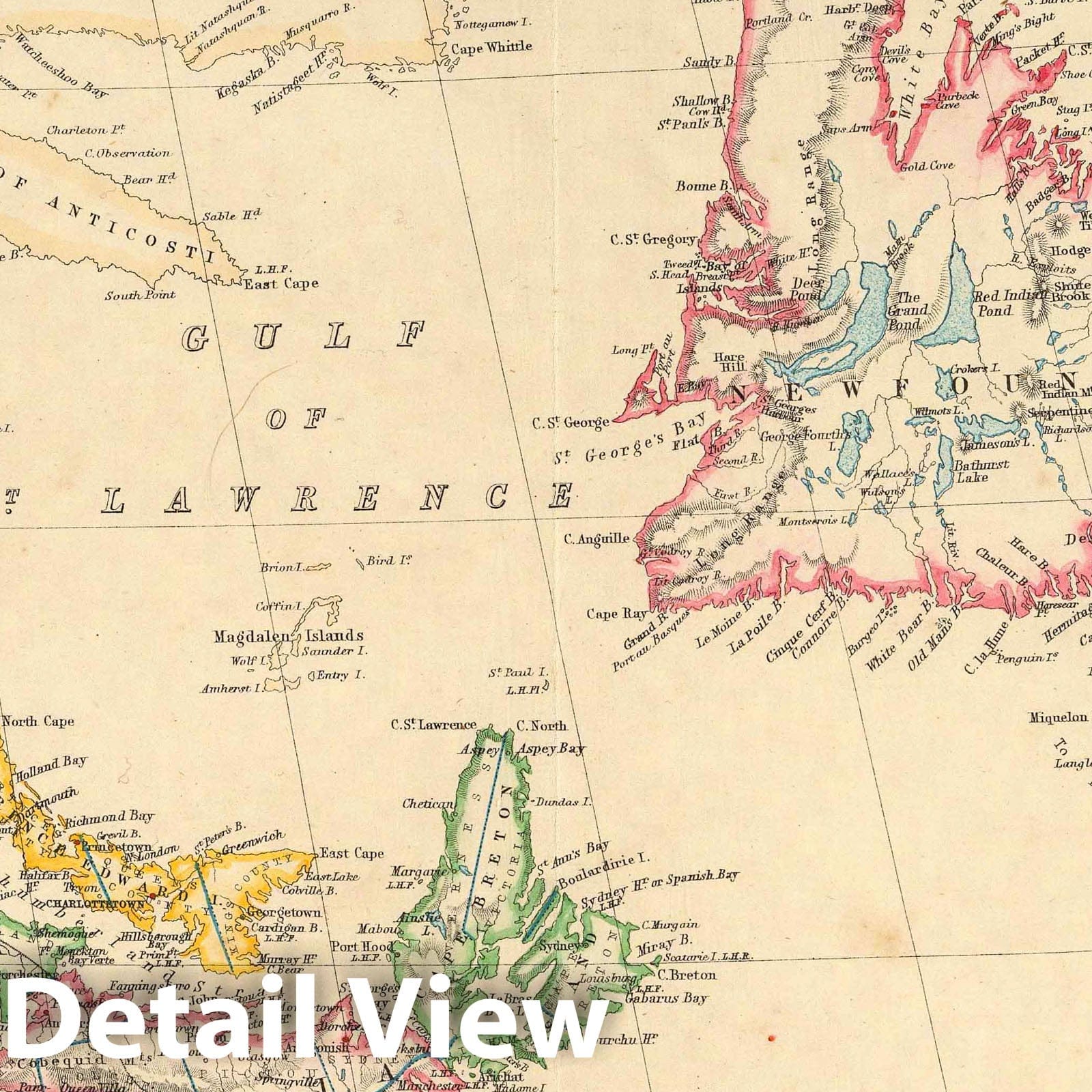 Newfoundland, New Brunswick, Nova Scotia, Cape Breton, Prince Edward Island - Railroad Map, 1857