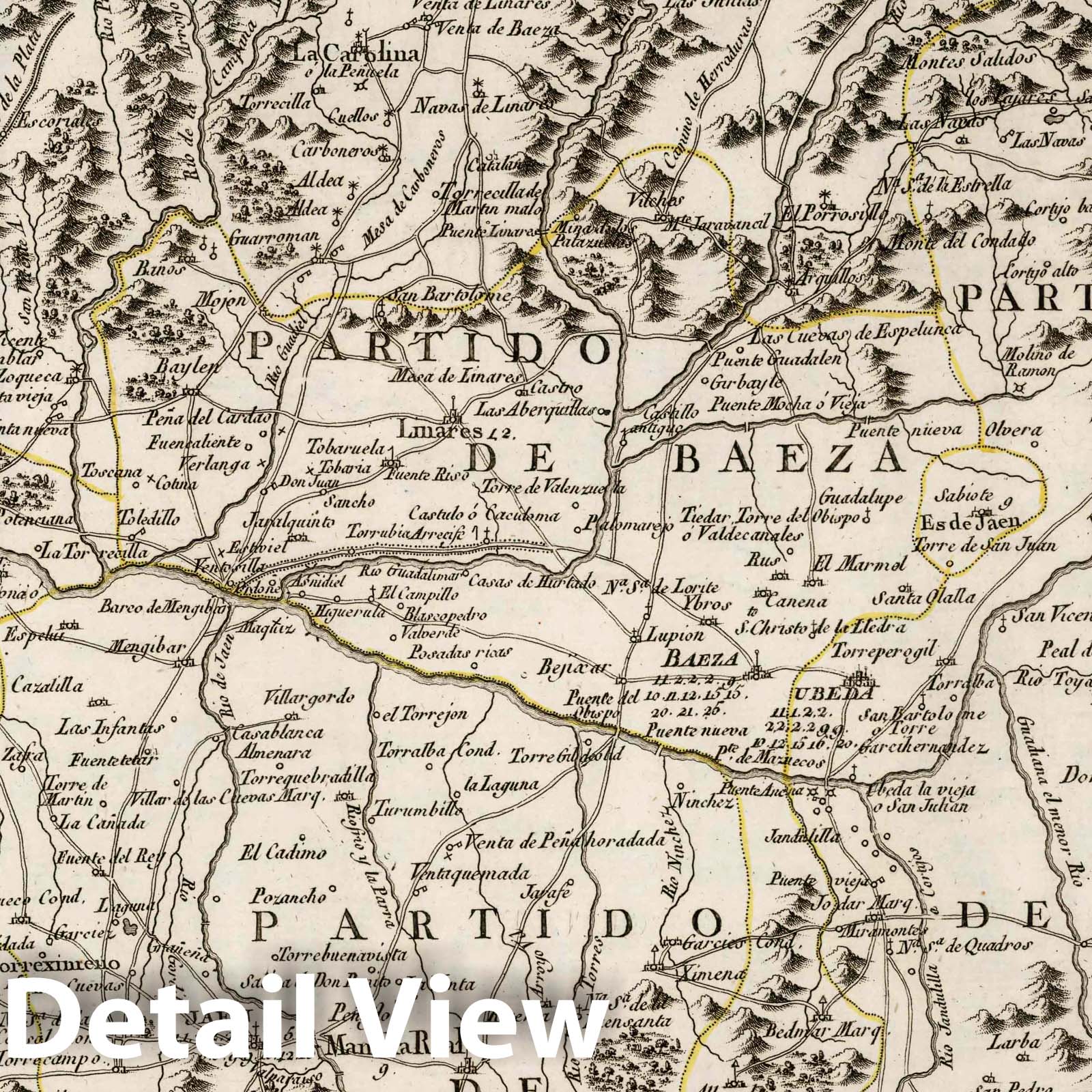 Kingdom of Jaen, Spain - Road Map, 1787 - Historical Map Print