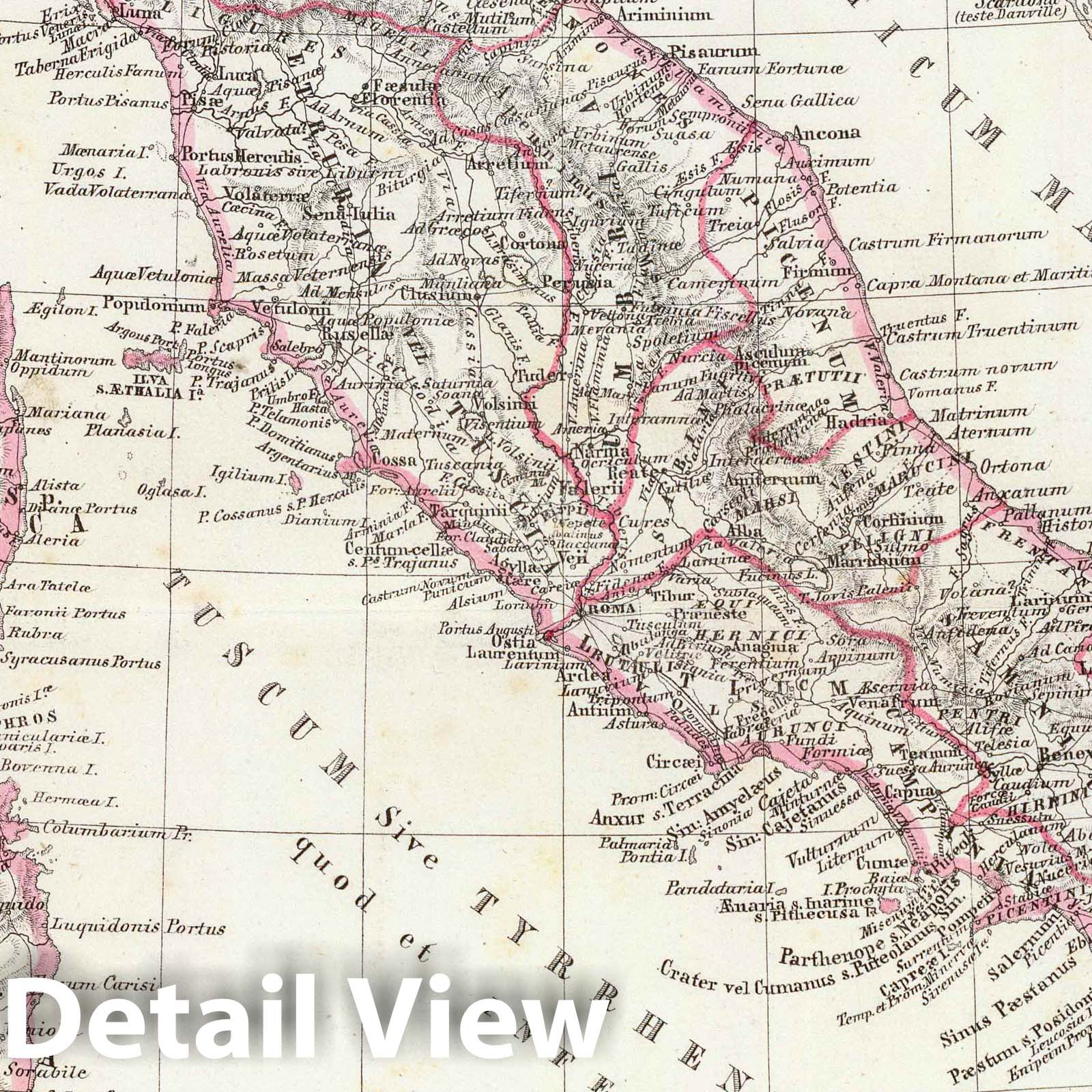 Ancient Italy, 1847 - Historical Map Print