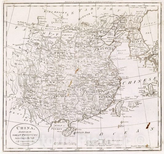 Historic Map : 1811 China, divided into it's Great Provinces. - Vintage Wall Art