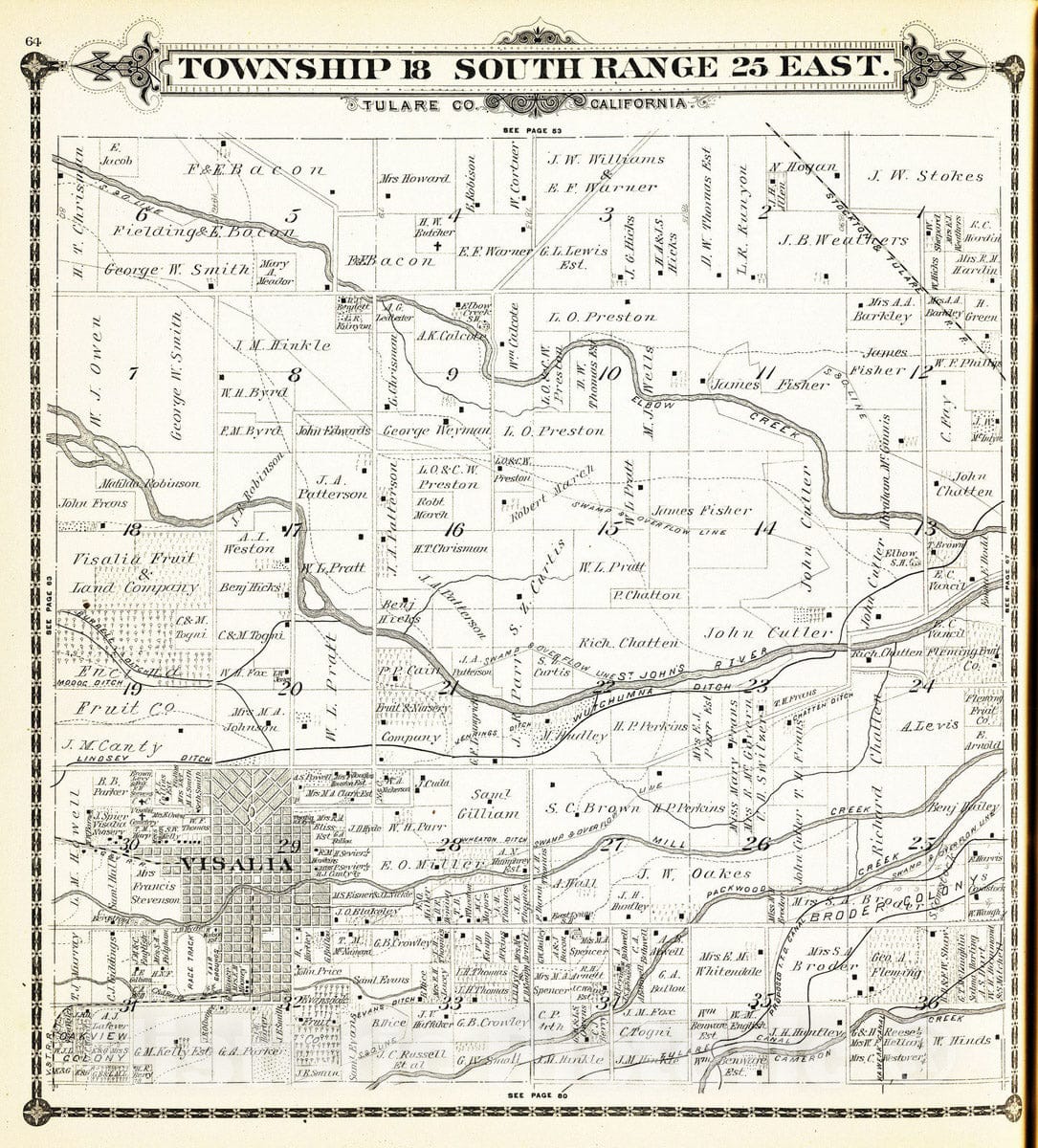 Historic Map : 1892 T.18S R.25E. - Vintage Wall Art