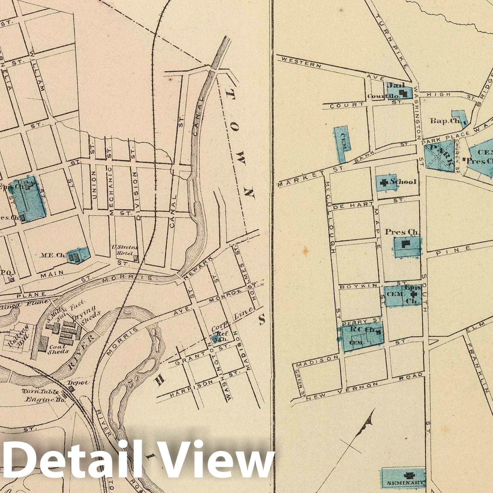 Boonton and Morristown, Morris County, New Jersey - Geologic Map, 1872