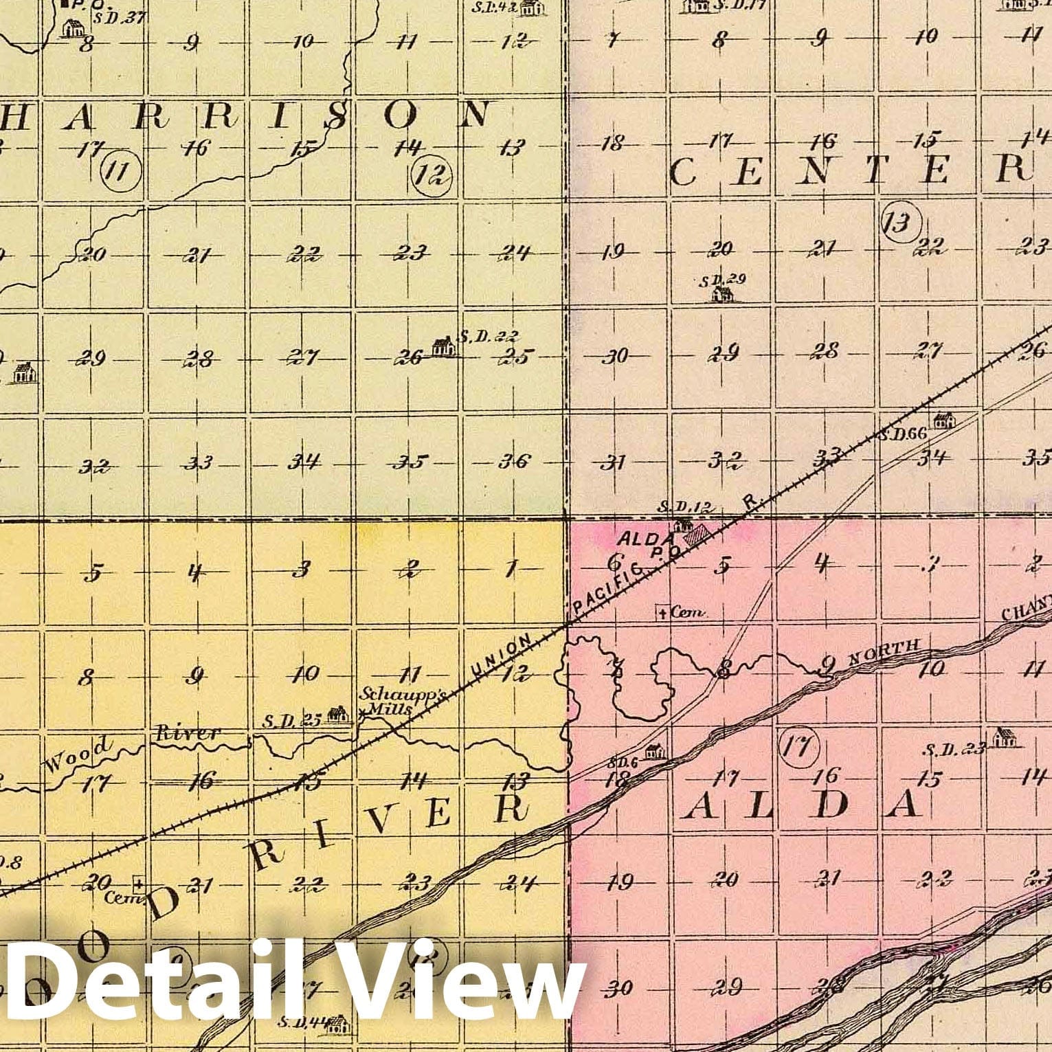 Hall County, Nebraska - Railroad Map, 1885 - Everts & Kirk Atlas