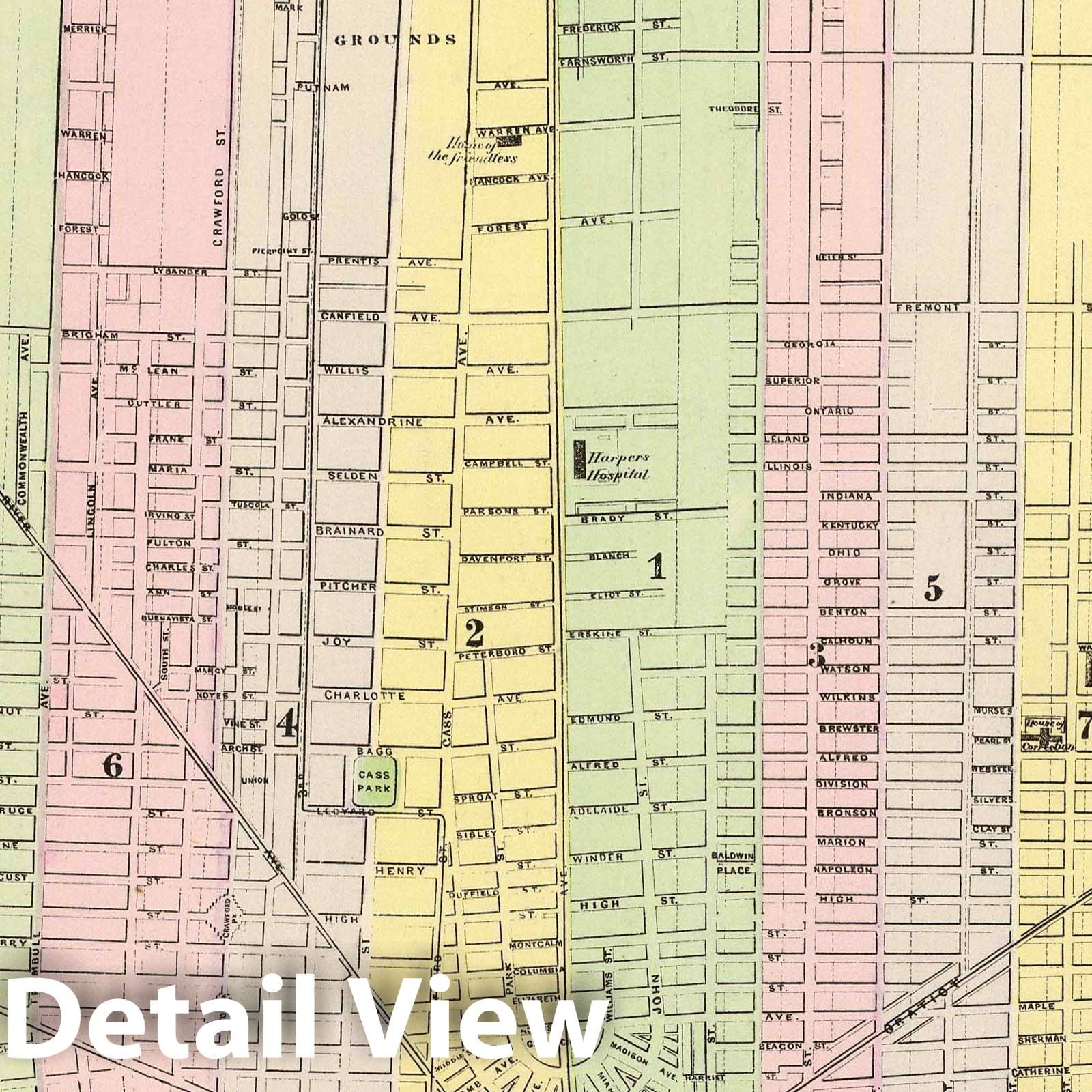 Detroit, Michigan - Railroad Map, 1890 - Historical Map Print