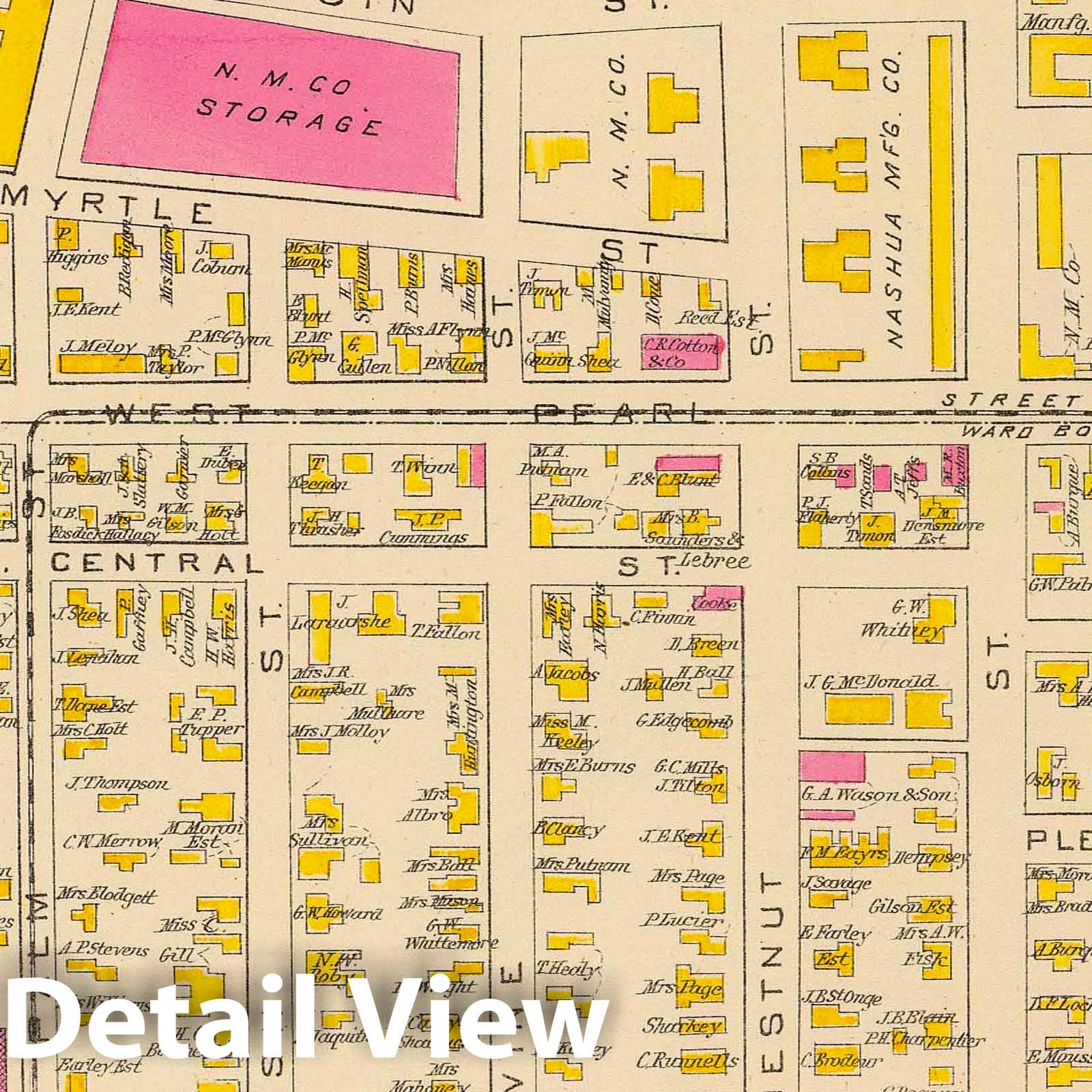 Nashua, New Hampshire - Railroad Map, 1892 - Historical City Plan Print