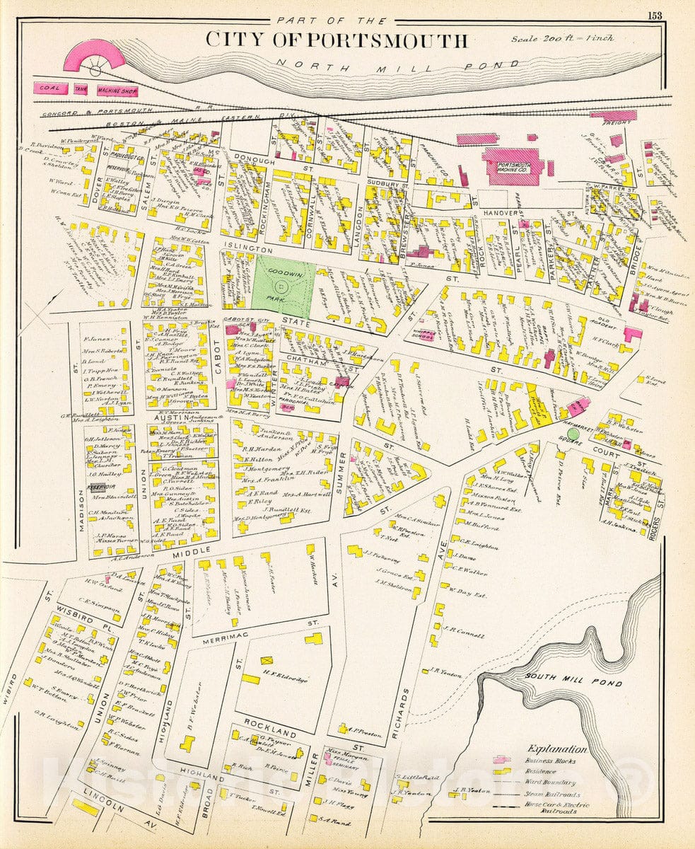 Portsmouth, New Hampshire 1892 Cadastral Map Print